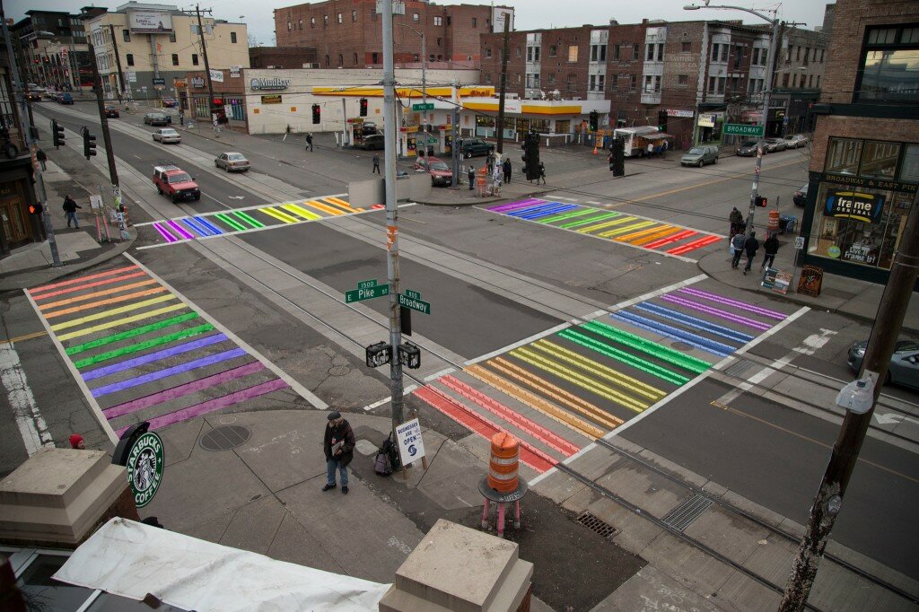 rainbow crosswalks